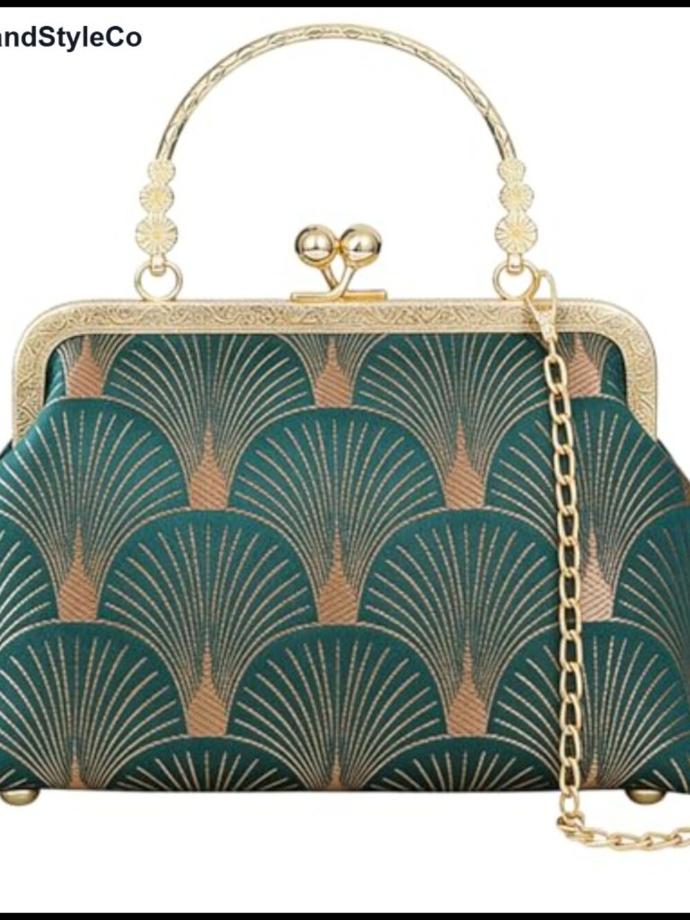Jacquard Brocade Evening Clutch with Tassel and Chain Strap
